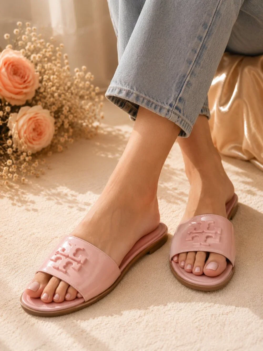 Like New Tory Burch Everly Slide Petunia Pink